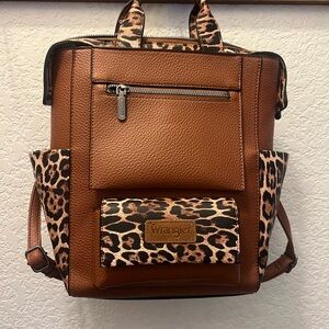 Wrangler Brown Leopard Accent Women's Backpack